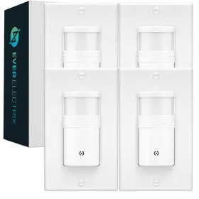 Everelectrix 810662031928 4 Pack Motion Sensor Light Switch Neutral Wire Required Single P