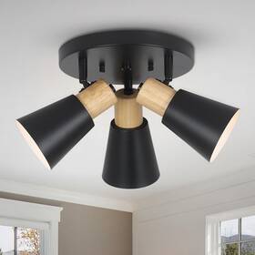 Eyassi 230317a1 Industrial Flush Mount Ceiling Light Fixture 3-lights Black