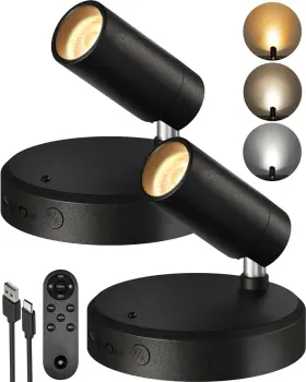 Ezl2407a Ezvalo Spotlights Indoor With Remote 5500mah Rechargeable 2pack Black