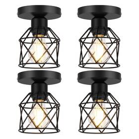 Fadimikoo New- Cage-4pack 4-pack Semi Flush Mount Light With Led Bulb Black