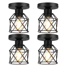 Fadimikoo New- Cage-4pack 4-pack Semi Flush Mount Light With Led Bulb Black