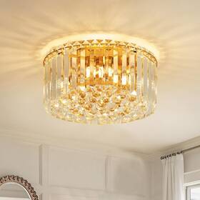 Faibra 587015 12.6 Inch Gold K9 Crystal Raindrop Flush Mount
