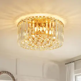 587015 Faibra 12.6 Inch Gold K9 Crystal Raindrop Flush Mount
