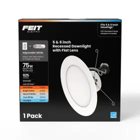 Ledr56f Feit Electric Ledr56f/6wyca 6in Led Recessed Downlight 75w 1 Count Pack Of White Ledr56f Feit Electric Ledr56f/6wyca 6in Led Recessed Downlight 75w 1 Count Pack Of White