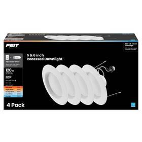 Feit Electric Ledr56xho/6wyca/4 5/6 Inch Led Recessed Downlight 4 Count Pack Of 1 White