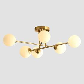 Flyrose Fp2043g-w Modern Globe Sputnik Flush Mount Ceiling Light Mid White-6