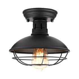 Frideko Home Ealt0101002-0201 Farmhouse Flush Mount Ceiling Light - Easric Industrial 1 Pack Black-1