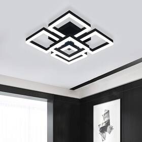 Garwarm 717461077907 Modern Led Ceiling Light Black Flush Mount 5-square/64w
