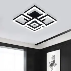 Garwarm 717461077907 Modern Led Ceiling Light Black Flush Mount 5-square/64w