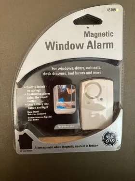 45109 Ge Magnetic Window Alarm No Wiring For Indoor Use 120db Sound 45109 Ge Magnetic Window Alarm No Wiring For Indoor Use 120db Sound