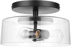 61268 Globe Electric 3-light Flush Mount Ceiling Light Matte Black Wendell