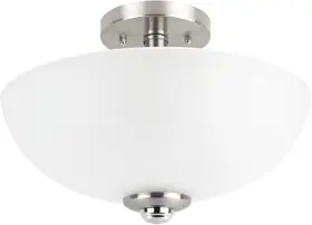 63357 Globe Electric 2-light Semi-flush Brushed Nickel Frosted Glass Shade