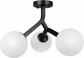 66000084 Globe Electric 3-light Semi-flush Mount Black Frosted Angular Glass 66000084 Globe Electric 3-light Semi-flush Mount Black Frosted Angular Glass