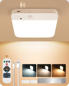 Goebleson W52xd05 Rechargeable Ceiling Light No Wiring Battery Operated 1 Pack White