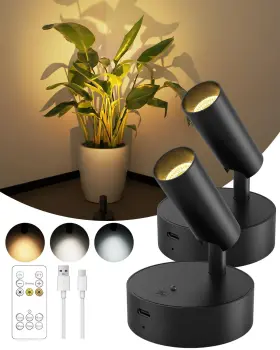 Djyd245-1pc-wny-black Goodea Spotlights Indoor With Remote 3000mah Rechargeable 2 Pack Black