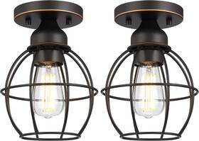 Gruenlich Gr-cl018 Semi Flush Mount Ceiling Light Fixture For Outdoor 2-pack Bronze