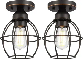 Gr-cl018 Gruenlich Semi Flush Mount Ceiling Light Fixture For Outdoor 2-pack Bronze