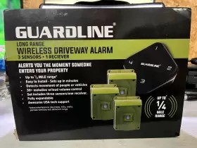 Fbagl5000 Guardline Long Range Wireless Driveway Alarm 1/4 Mile 3 Sensors 1 Reciever New Fbagl5000 Guardline Long Range Wireless Driveway Alarm 1/4 Mile 3 Sensors 1 Reciever New