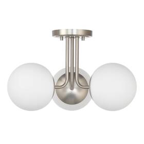 Hanaloa Cm0020-15 3 Light Semi Flush Mount Ceiling Fixture Brushed Nickel