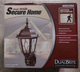 Heath Zenith 0052504 Secure Home Outdoor Motion Activated Wall Lantern Bronze