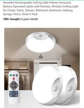Homelist Mf1007-sq-kj Rechargeable Ceiling Light With Motion Sensor Wireless White 2 Pack New