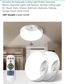 Mf1007-sq-kj Homelist Rechargeable Ceiling Light With Motion Sensor Wireless White 2 Pack New