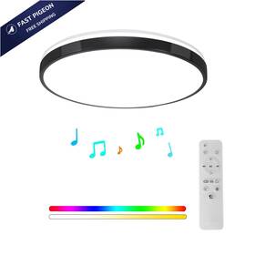 Horevo 825665166997 24w Led Ceiling Lamp Black Flush Mount Large Black-24w