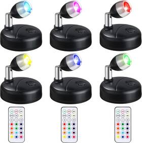 Hortsun Hortsun-2659877 6 Pieces Battery Operated Spotlights Indoor Led Wireless Spotlight Black