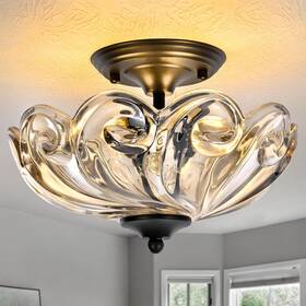 Huixute Hxt-xdd005 Modern Semi Flush Mount Ceiling Light 3-light Black Close Cognac-a
