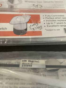 Ion Security Products 230949 Plunger-d Micro-d Wireless Door Sensor 7yr Battery