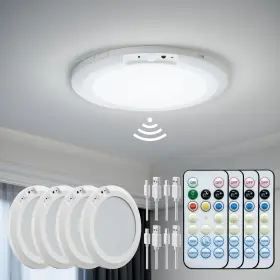 Jkcl04 Jackyled 4 Pack New Upgraded Rechargeable Motion Sensor Round White