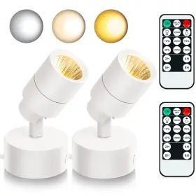 Ka0022b2-1 Kandicyar 2 Pack Led Spot Lights Indoor 5w Uplighting With Remote 2-pack White