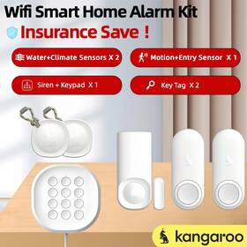 Kangaroo Rp014 7-in-1 Wifi Smart Home Alarm Kit Alerts For Water Mold Motion And Security