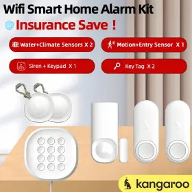 Rp014 Kangaroo 7-in-1 Wifi Smart Home Alarm Kit Alerts For Water Mold Motion And Security Rp014 Kangaroo 7-in-1 Wifi Smart Home Alarm Kit Alerts For Water Mold Motion And Security