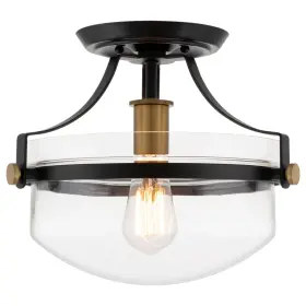 Rv-csf3826-bk Kira Home Rv-csf3826-bk/wb Zurich 12 Inch Rustic Farmhouse Semi-flush Mount Ceiling Light Black