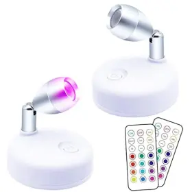 Ledera 759337485652 Wireless Led Spotlight Indoor Battery Operated 2 Pack 13 Rgbw Colors