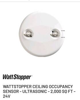 Legrand 305-3 Wattstopper Ceiling Occupancy Sensor - Ultrasonic 2 000 Sq Ft 24v