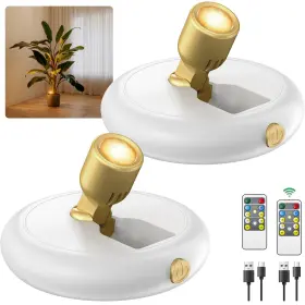 Sl-bg-22 Ler0ktr Rechargeable Battery Led Spotlight Indoor Wireless Mini Art 2 Pack White