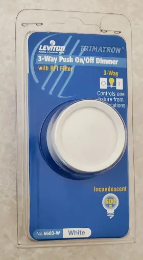 6683-w Leviton Rotary Dial Push On/off 3-way Light Dimmer Switch See Photos