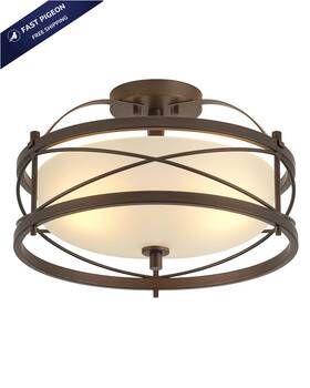 Lhlyclx Clcl5208 Entryway Drum Light Fixtures Semi-flush Mount Old Bronze Finished