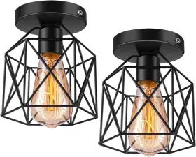 Licperron 653445286500 Hallway Light Fixtures Ceiling Mount E26 E27 Retro 2 Pack Black