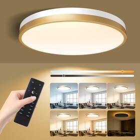 Lightania Lxd01-l13hn-wh 13 Inch Flush Mount Ceiling Light With Remote White Gold