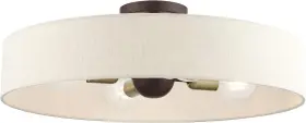 46038-07 Livex Lighting 4 Light Bronze Semi With Antique Brass Accents