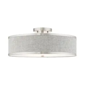 60425-91 Livex Lighting 3 Light Brushed Nickel Semi Flush 18 X 8