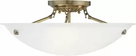 4274-01 Livex Lighting 847284043794 Oasis 3-light Ceiling Mount Antique Brass