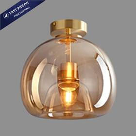 Lttklmp 4931452148223 Nordic Mid Century Corridor Globe Semi Flush Mount Ceiling Amber