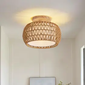 Jc-xd-4 Luafac Rattan Ceiling Light Fixture 3 Style Options 11.8 Inch X11.8 X8.7 Brown