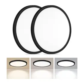 001518al250806um Lumllsaji 2 Pack Led Flush Mount Ceiling Light 24w 12inch-2 Black