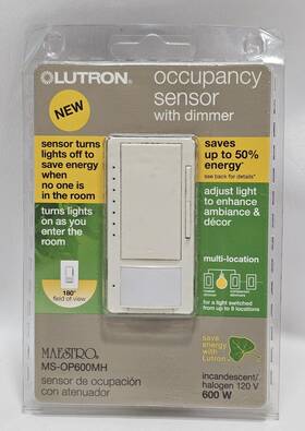 Lutron Ms-op600mh-la Occupancy Sensor With Dimmer- Light Almond Color Maestro