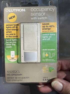Lutron Ms-ops5amh Occupancy Sensor With Switch- White